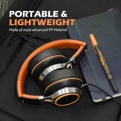 Kids Headphones, Headphones Wired with Microphone and Volume Control Folding Stereo Corded On-Ear 3.5mm Headset for Boys Girl Cellphones Tablets C...