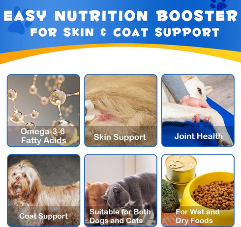 Omega 3 Fish Oil for Dogs -8.8 FL.OZ Salmon Oil for Dogs & Cats - Dog Fish Oil Supplement - Omega 3 Fish Oil for Pet Skin and Coat, Shedding, EPA ...