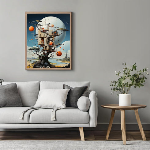 Posterizer 1 pcs-surreal giant treehouse in alien planet-Abstract & Modern Art-Fantasy & Fiction Art-Gift for Art Lovers-Decor for Home & Office- ...