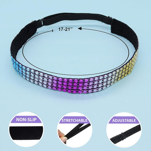 FROG SAC 4 Rhinestone Headbands for Girls, Adjustable Non Slip Gymnastics Sports Headband for Kids, Sparkly Little Girl Gymnast Hair Bands Accesso...