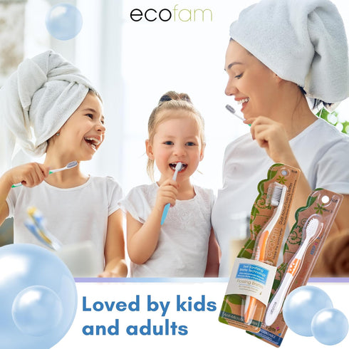 Compostable Toothbushes, Dual Action Flossing Bristles, Silver Infused Soft Bristle Toothbrush, Natural Toothbrushes for Adults, Multi Color, 4-Pa...