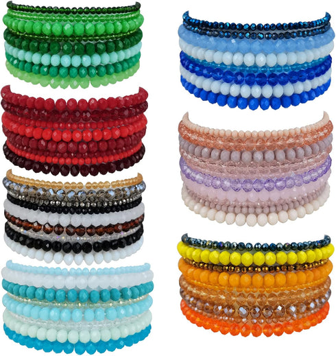 YBMYCM 22-60PCS 8mm Gemstones Beaded Bracelets Round Bead Crystal Bracelets for Women,Elastic Stretch Adjustable Bracelet Unisex...