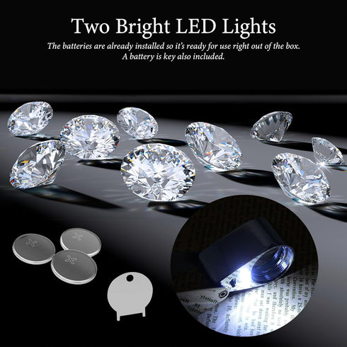 Pineapple 30X Jewelers Loupe Magnifier with Light, Jewelry Eye Loop Lighted Pocket Magnifying Glass for Coins, Diamonds, Gems, Plants (Metal)...