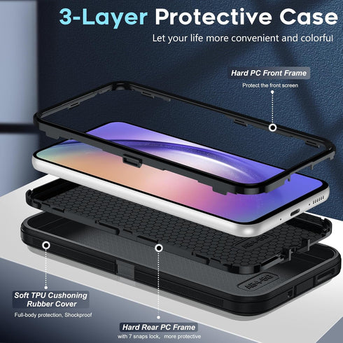 LeYi for Samsung Galaxy A54 5G Case: with 2 PCS Screen Protector, Heavy Duty 3 in 1 Samsung A54 5G Case, Military Grade Shockproof Phone Case Cove...