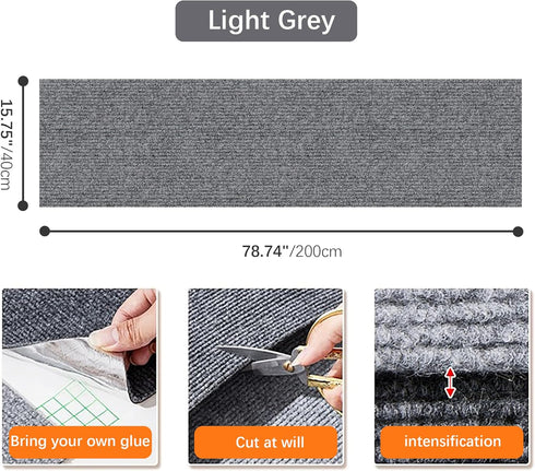 Trimmable Cat Scratching Mat, 78.74"x15.75" Cat Scratch Mat DIY Post Carpet Covered, Self-Adhesive Cat Tree Shelves Replacement Mat for Cat Wall C...