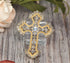 Gyn&Joy Golden Tone Clear Crystal Rhinestones Holy Cross Brooch Pin...