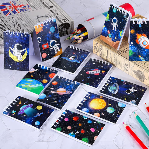 HOBBY HORSE 24 Pieces Outer Space Mini Spiral Notepad Solar System Mini Notebook in 12 Designs for Outer Space Party Favors, 3.54 x 2.36 Inch...