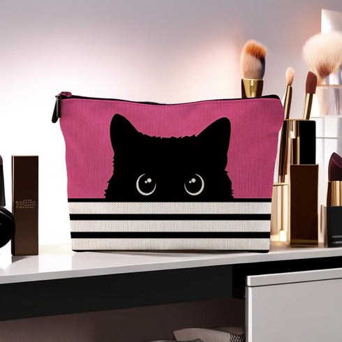 Black Cat Gifts - Gifts For Cat Lovers, Cat Makeup Bag, Cat Mom Gifts, Black Cat Small Makeup Cosmetic Bag For Purse(Pink Makeup Bag),Makeup Bag 7...