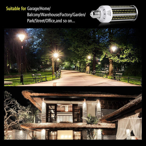 2 Pack LED Corn Light Bulb 500W Equivalent 5000 Lumen 6500k 50W Large Area Cool Daylight White Corn Bulb for Outdoor Indoor Garage Warehouse Facto...