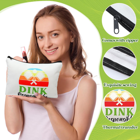 12 Pieces Dink Ball Makeup Bags Ball Sports Cosmetic Bag Funny Travel Organizer Zipper Pouch Dink Ball Lovers Gifts Christmas Gifts for Women Girl...