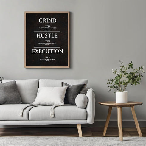 Posterizer 1 pcs-Grind-Hustle-Execution-Motivational & Inspirational Art-Gift for Entrepreneurs-Decor for Home & Office- unframed wall art...