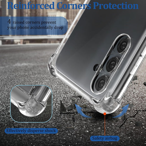 for Samsung Galaxy A24 4G Phone Case with 3 Pack Tempered Glass Screen Protectors, Soft TPU 4 Corner Drop-Proof and Scratch-Proof Transparent Prot...