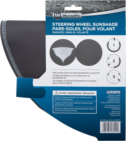 Plasticolor 008410R01 WeatherPro All Black Steering Wheel Cover Sunshade...