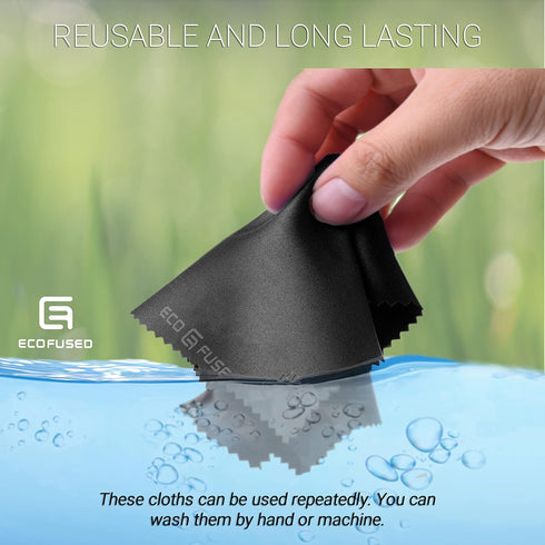 Eco-Fused Blue/Black Microfiber Cloth - 6x7 Inch - 12 Pack - Glasses & Lens Cleaning...