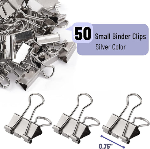 Mr. Pen- Binder Clips, Small Binder Clips, 50Pack, 0.75 in, Silver, Small Clips, Paper Binder Clips, Binder Clips Small Size, Small Paper Clips, O...