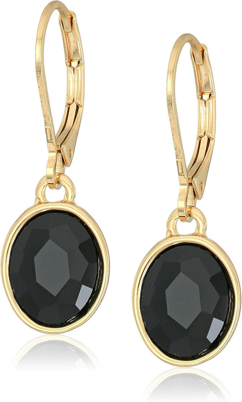 Anne Klein "Ear Spectacular" Gold-Tone Jet Single Stone Drop Earrings...