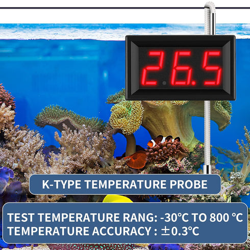 2 Pieces -30-800 Degree Centigrade Digital Temperature Meter with 0.5 Meter K-Type Thermocouple Temperature Sensor and 2-Wires Reverse Polarity Pr...
