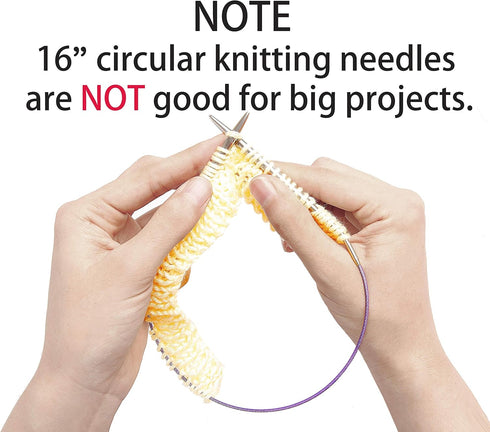 Size 6 Circular Knitting Needles 16 Inch Set Round Metal Kit...