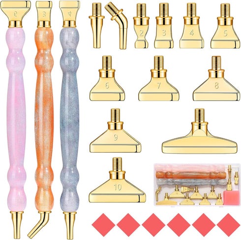 NIBESSER 21Pcs Diamond Art Painting Pen Kit 3pcs Diamond Art Pens 12 Pcs Metal Screw Thread Tips 5D Resin Painting Tools Accessories Multi Placer ...