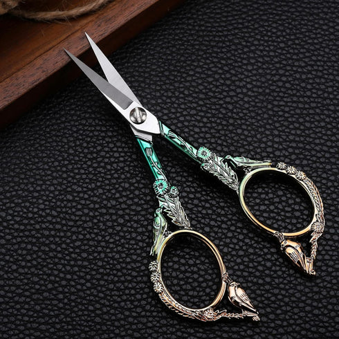 Embroidery Scissors, Sharp Pointed Sewing Scissors for Craft Cross Stitch Needlework Artwork Knitting Threading Small DIY Tools, 4.6in Gold Green ...