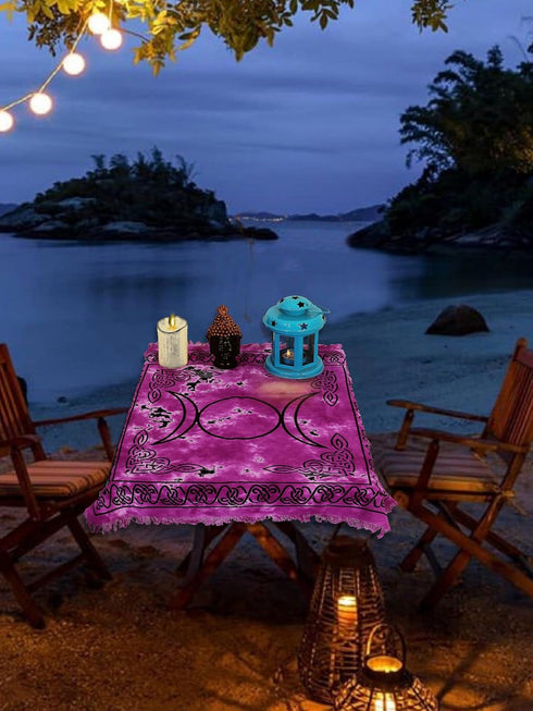 Indian Consigners Altar Cloth Purple Triple Moon Square 18" in Alter Tarot Spread...