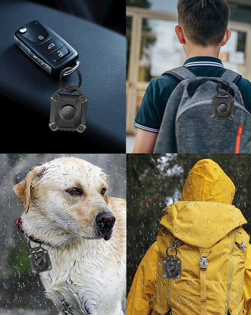 Airtag Holder 4 Pack,IP68 Waterproof Air Tag. Holder Keychain,Hard TPU Airtag Keychain, 360° Full Protection, Apple Tag Holder with Key Ring,Airta...