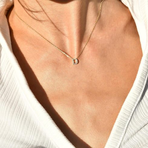 Initial Necklaces for Women Dainty Gold CZ Letter Necklace 14K Gold Plated Trendy Simple Cute Gold Choker Necklace Personalized Name A-Z Capital N...