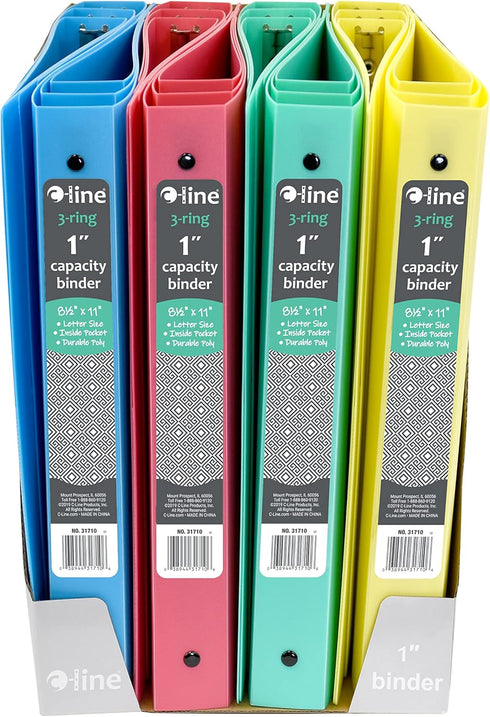 C-Line 3-Ring Poly Binder with Inner Pocket, Letter Size, 1-Inch Capacity, Color May Vary, 1 Binder (31710)...