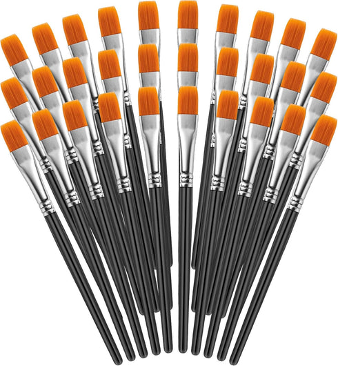 YGAOHF 30 Pcs Kids Paint Brushes - Soft Bristle, Easy Clean, Short Flat, Preschool, Acrylic, Watercolor, Face, Detail...