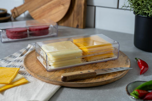 Cheese Keeper | Storage Container for Fridge | Food Storage Box with Lid and Tray | Sliced Cheese Holder and Organizer for Refrigerator | Made in ...