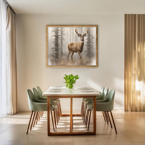 Posterizer 1 pcs- Beautiful deer standing in a foggy jungle-Art for Animal Lovers-Landscape & Nature Art- Gift for Men Women Teens-decor for Bedro...