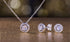 Women's Earrings - 925 Sterling Sliver Art Deco Bridal Wedding Halo Crystal Stud Earrings and Pendant Necklace Set...