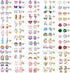 BESTEEL 63 Pairs Cute Stud Earrings for Women Sensitive Ears Studs Set With Stainless Steel Post Candy Flower Heart Animal Earrings in Vivid Color...