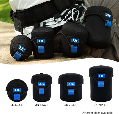 JJC Water Resistant Neoprene Camera Lens Pouch Case, Fold-Over Lens Bag for Mirrorless Lenses Up to 3.1 x 3.1 (D X H) for Sony FE 50mm f/1.8, Cano...