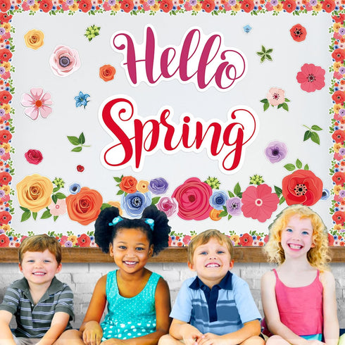 51 PCS Spring Bulletin Board for Classroom Wildflowers Bulletin Board Decorations Hello Spring Bulletin Board Cutouts Set Flowers Cutouts Spring F...