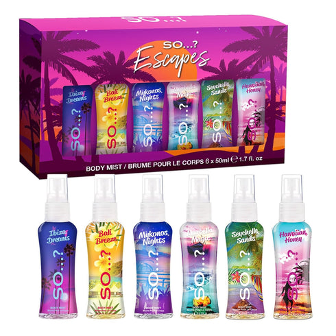 So…?...? Escapes Body Mist Gift Set - Perfumes for Women - Everyday Body Spray for Women - Vegan, Cruelty-Free - Fragrance Gifts for Women - 6 pcs...