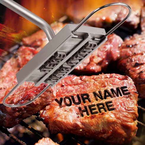 BBQ Branding Iron with Changeable Letters - Brand Your Steak, Hamburger, Chicken, with Your Name, Message or Just About Anything - Great for Birth...