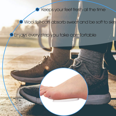 20 Pieces Metatarsal Felt Pads Foot Insert Pads Ball of Foot Cushion for Foot Pain Relief Forefoot and Sole Adhesive Foam Foot Pad for Men and Wom...