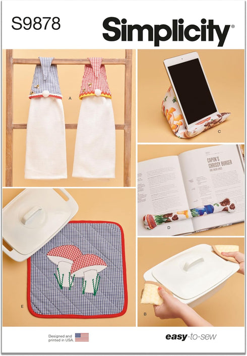 Simplicity Gnome Dish Towel and Potholders Kitchen Accessories Sewing Pattern Packet, Design Code S9878, One Size, Multicolor...