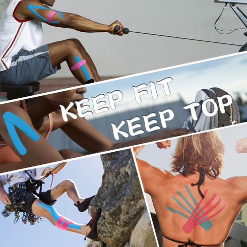 Kinesiology Tape 4 Rolls K Sports Tape for Knee Support and Muscle Pain Relief, Uncut Physio Tape Elastic Therapeutic Designed for Athletes Injury...