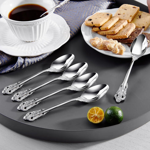 KEAWELL Luxurious 5.1-Inch Espresso Spoons Set - 6 Pieces - Mini Coffee Spoon, 18/10 Stainless Steel - Gorgeous Design with Exceptional Mirror Pol...