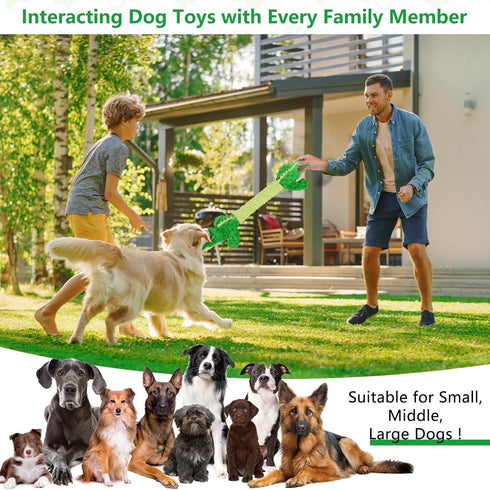 Large Squeaky Dog Toys, Interactive Puppy Toys with Crinkle Paper, Pull Tug of War Dog Toy, Plush Dog Chew Toys for Small, Medium, Large Breed...