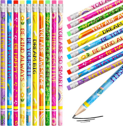 Fancy Land Inspirational Pencils 50PCS Wooden Pencil with Eraser Motivational Sayings Classroom School Teacher Award for Kids...
