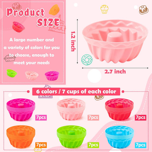 R HORSE 42Pcs Silicone Baking Molds Pumpkin Silicone Cups Non-Stick Muffins Mould Washable Cupcake Liners Donut Cake Pan Reusable Cupcake Wrapper ...