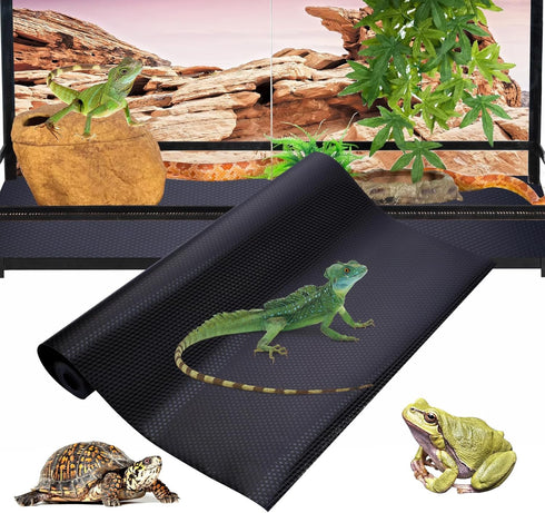 17.7 x 80 Inch Bearded Dragon Tank Carpet, Reptile Terrarium Liner Substrate for Leopard Gecko, Snake, Lizard and Tortoise, Non-Adhesive Reptile M...