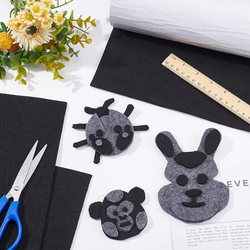 BENECREAT Black Self-Adhesive Felt Fabric 11.8" x 78.7" Shelf Liner for DIY Costume Making and Jewelry Drawer Box Fabric Peel Stick, 3mm Thick...