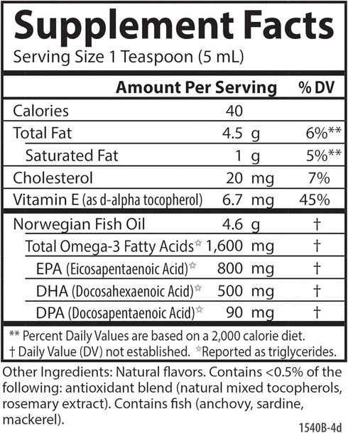 Carlson - The Very Finest Fish Oil, 1600 mg Omega-3s, Liquid Fish Oil Supplement, Norwegian Fish Oil, Wild-Caught, Sustainably Sourced Fish Oil Li...