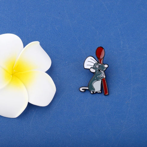 KEYCHIN Funny Rat Remy Brooch Remy Chef Fans Gifts Little Chef Mouse Enamel Pin Remy Rat Jewelry...