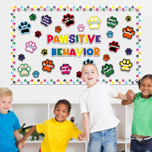 Dog Paw Bulletin Board Set Pawsitive Behavior Classroom Bulletin Board Decoration Dog Paw Prints Cutouts Trim Borders Paw Prints Cutouts for Educa...