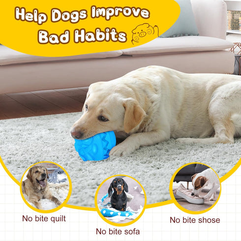 Indestructible Dog Balls Treat Dispensing Dog Toys for Aggressive Chewers Large Medium Breed, Dog Chew Toys Balls for Aggressive Chewers, Interact...